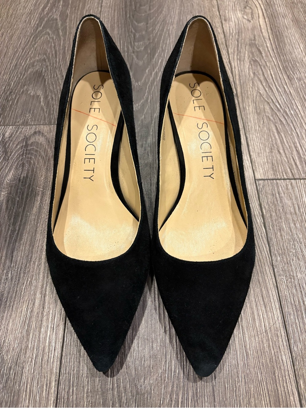Sole Society Black Faux Suede Pointed-Toe Women’s Pumps